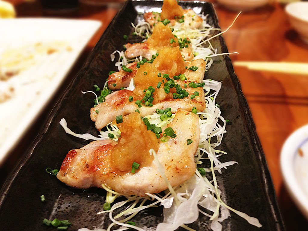 「至高の魚料理」魚虎：北九州市八幡西区　豚バラ焼きおろしポン酢